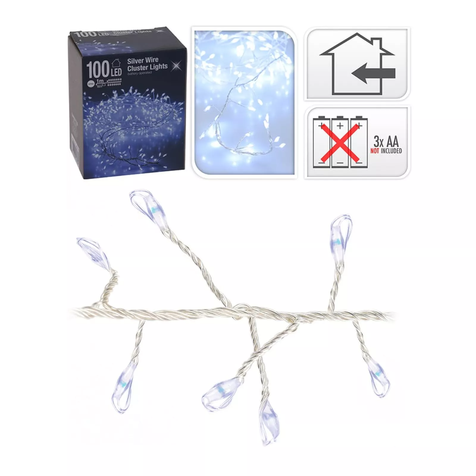 GUIRNALDA A PILAS INTERIOR ESPINO 100 LEDS 1.5M