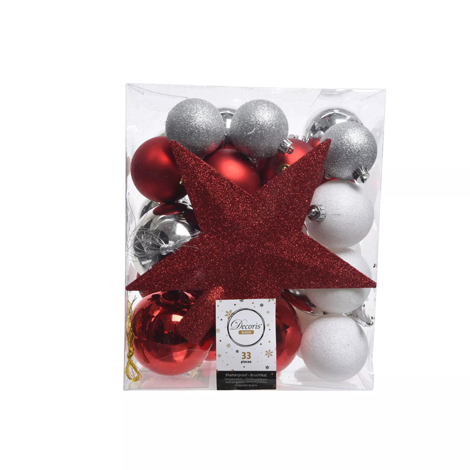 ADORNOS DECORACION ARBOL NAVIDAD P/R/B 33 PZAS