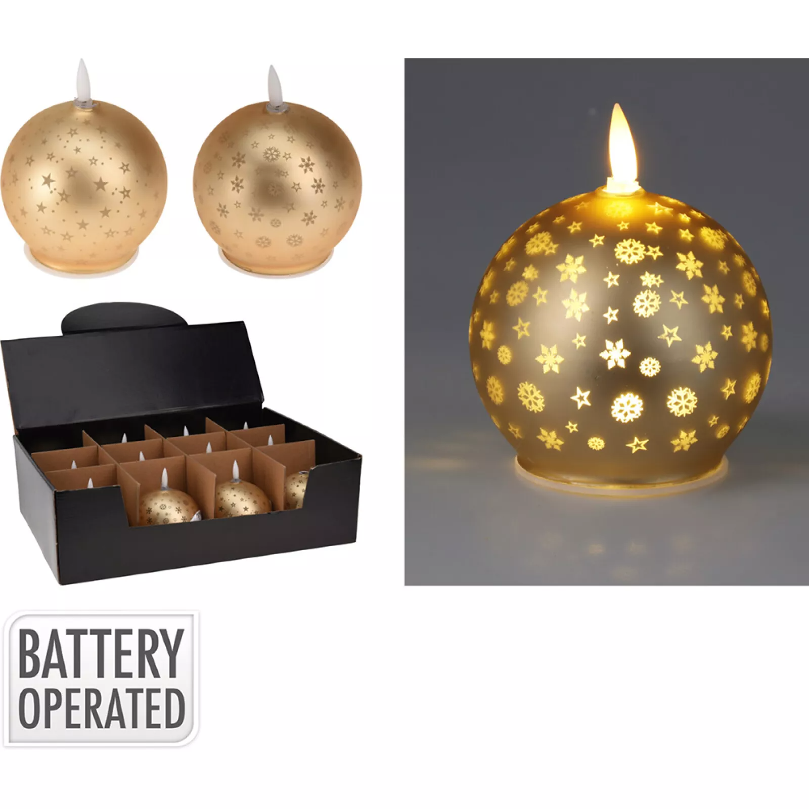 VELA LED BOLA NAVIDAD DORADA 2 MODELOS
